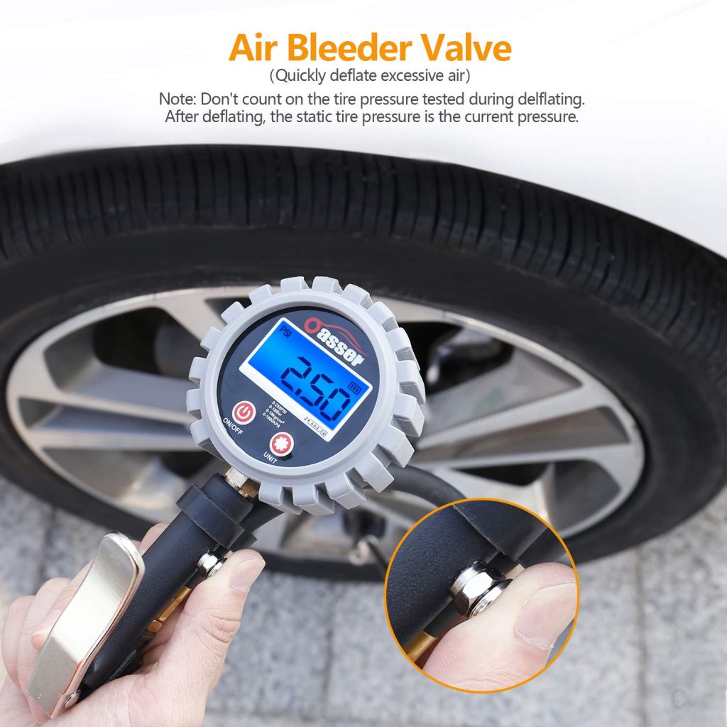 Oasser Tire Inflator with Gauge Tire Pressure Gauge Inflator 255PSI Air Compressor Accessories