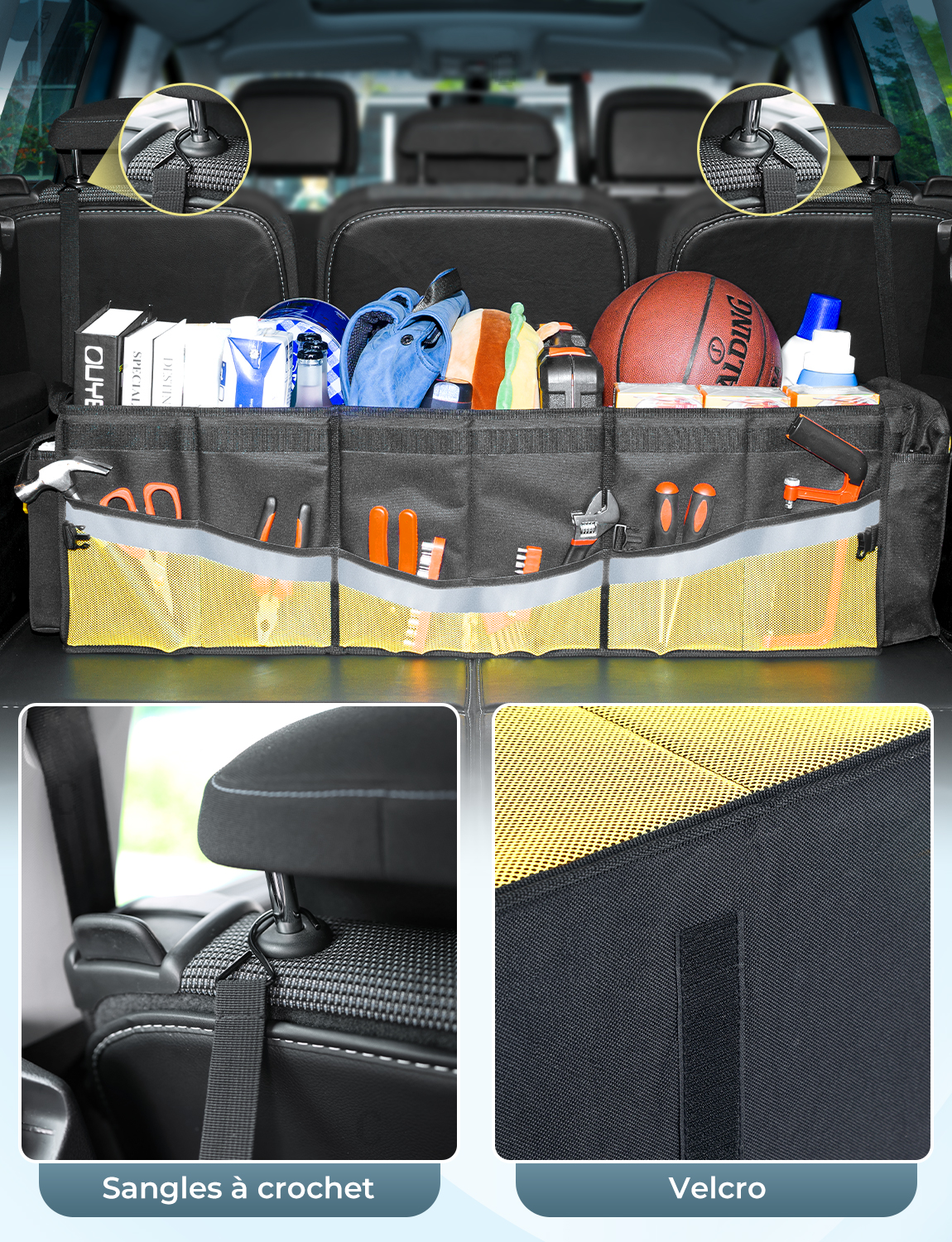 Organisateur de Coffre de Voiture avec Couvercle Pliable