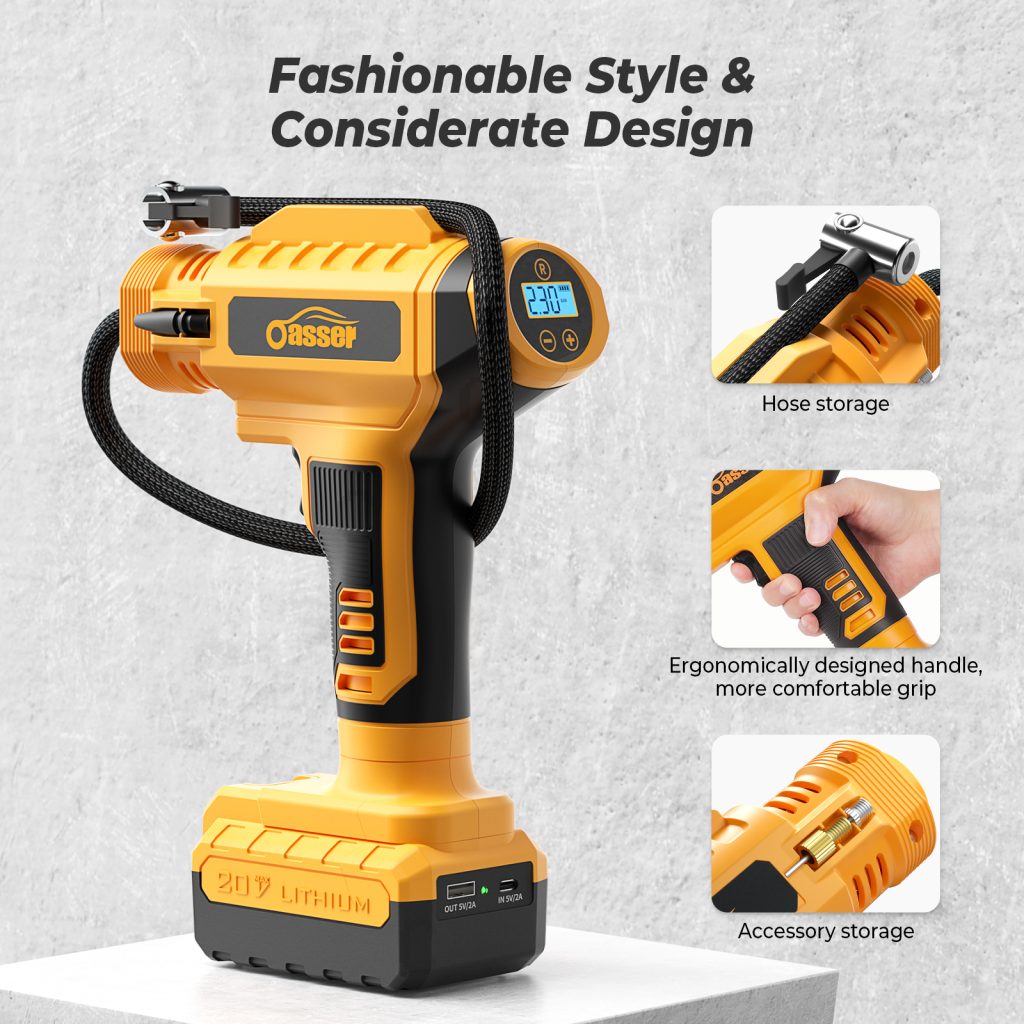 Oasser Air Compressor Tire Inflator Portable 20V Cordless Tire Pump for
