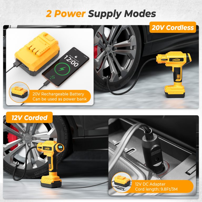 Oasser Air Compressor Tire Inflator Portable 20V Cordless Tire Pump for