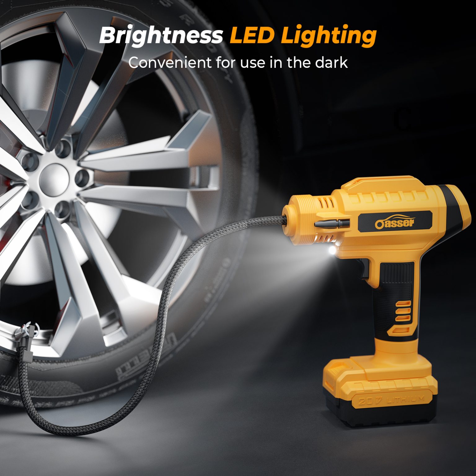 Oasser Air Compressor Tire Inflator Portable 20V Cordless Tire Pump for